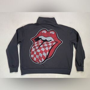 The Rolling Stones Quarter Zip Lightweight Sweatshirt Women Small Gray Music